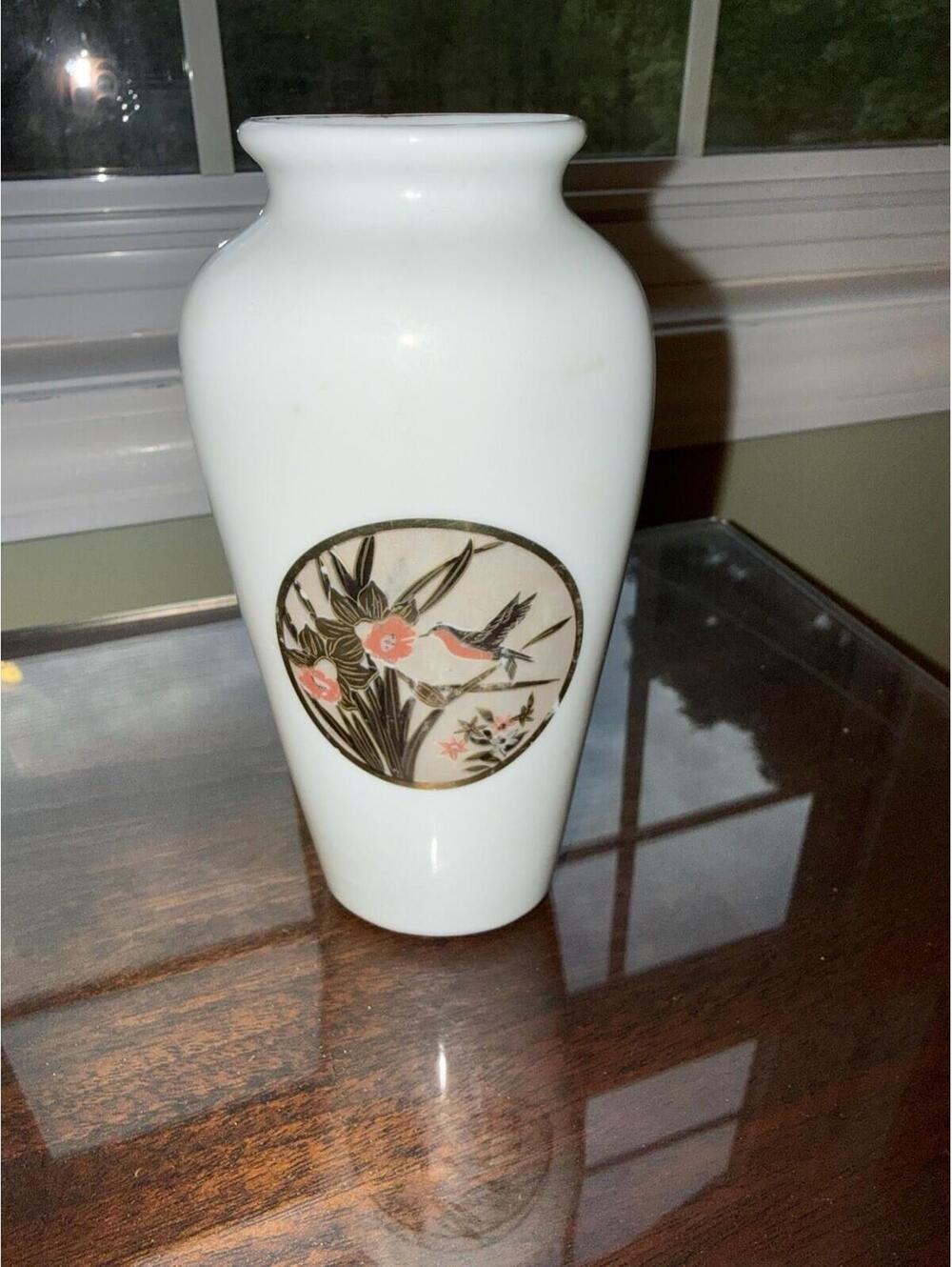 Vintage Art of Chokin Fine China Vase Hummingbird; Asian, Chinoiserie art